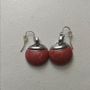 Chic Red and Silver Round Earrings